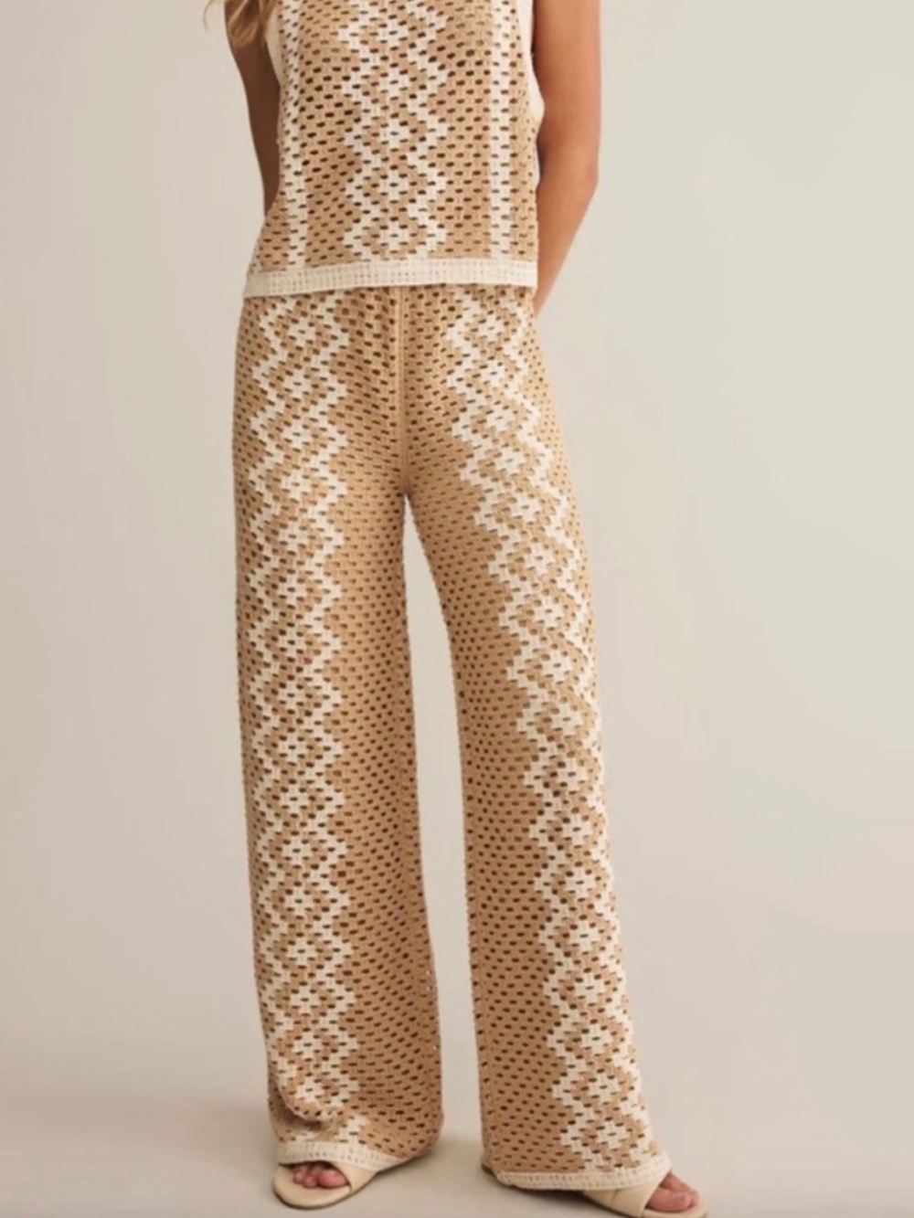 Z Supply Oasis Crochet Top & Loma Crochet Pant Set Beige Cotton Boho Small - Picture 2 of 12